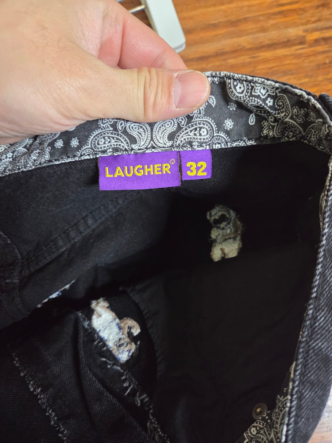 라퍼 멀티 베어 자수로고 데님팬츠 32 상품이미지3