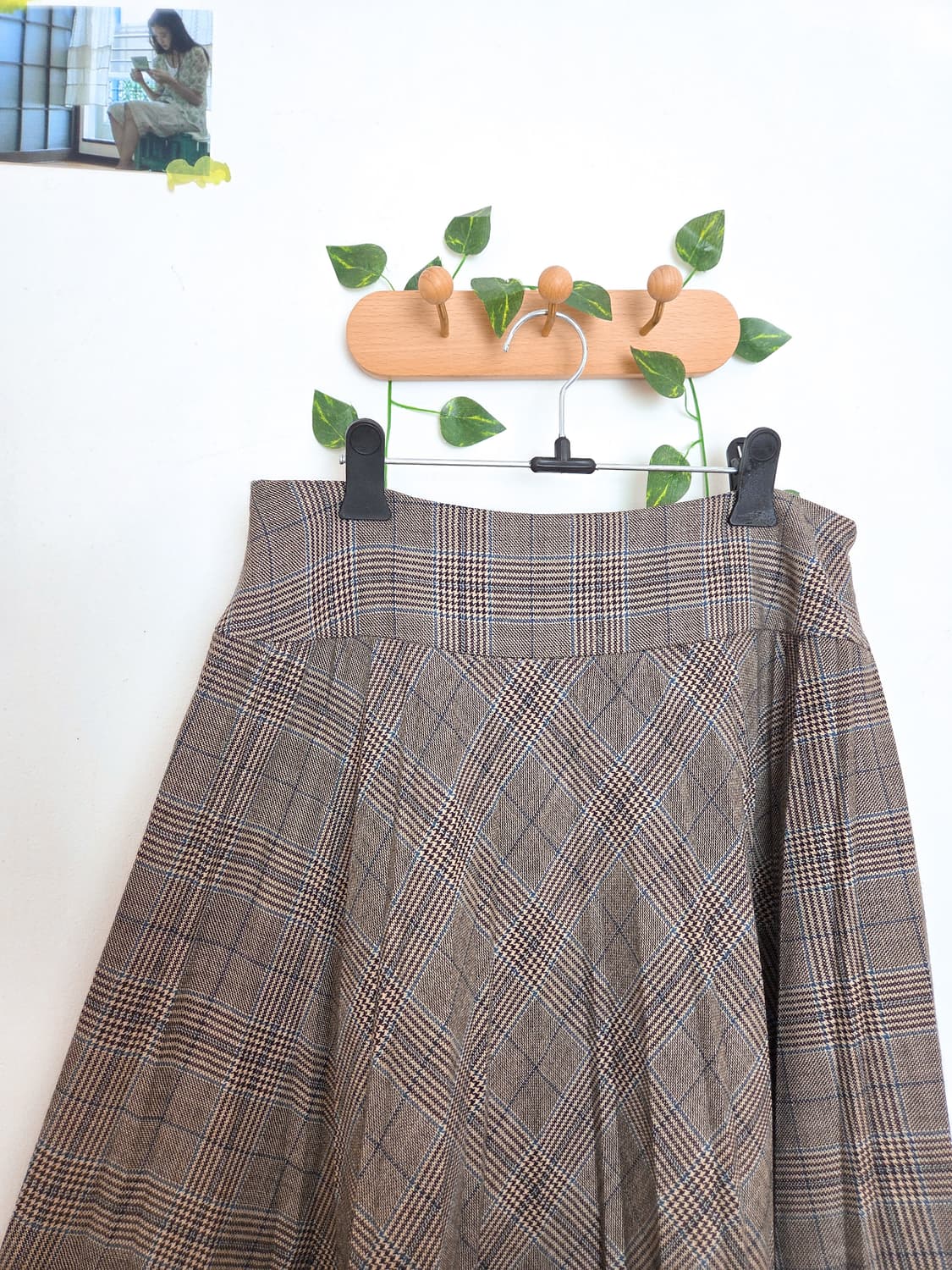 체크 울 플리츠 스커트 상품이미지2
