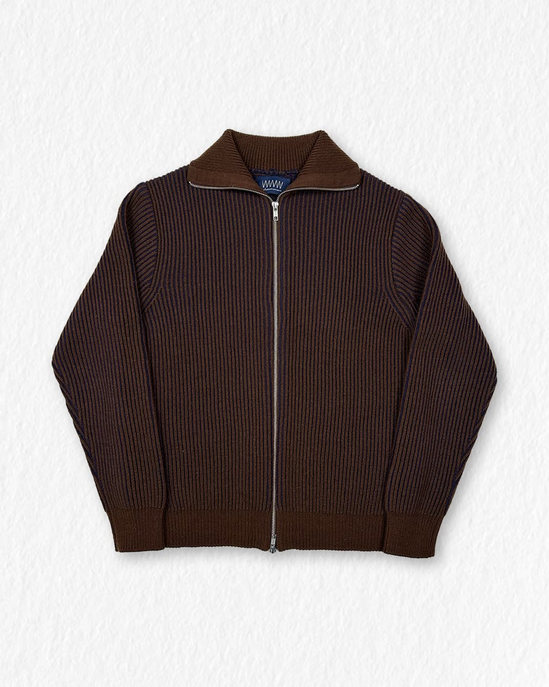 whateverwewant 골 니트 집업 브라운 상품이미지1