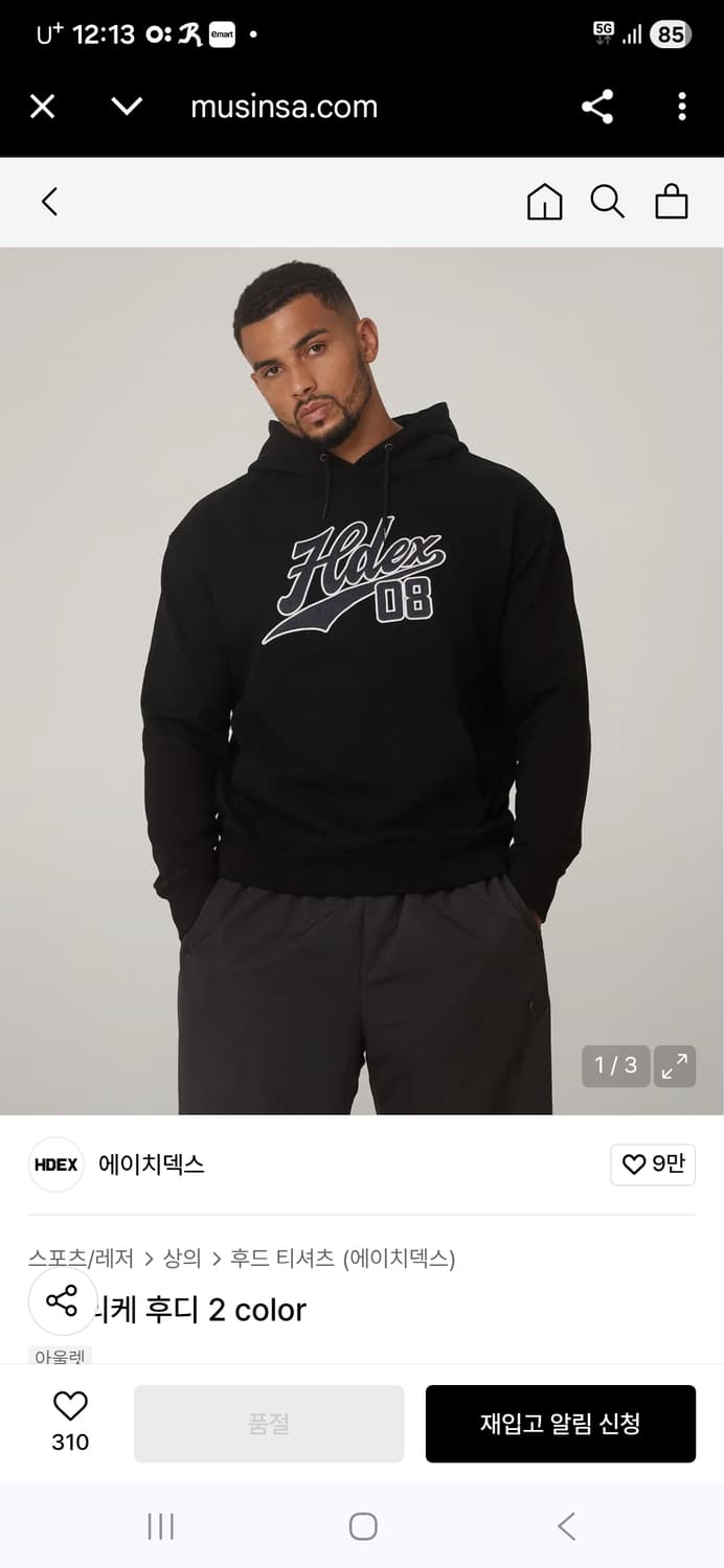 HDEX 에이치덱스 아플리케 자수 후드티 L 상품이미지2