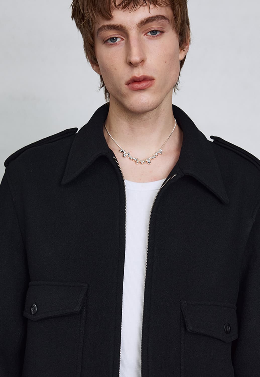 (XL)토니웩 펠티드 울 에폴렛 봄버 자켓 블랙 상품이미지7