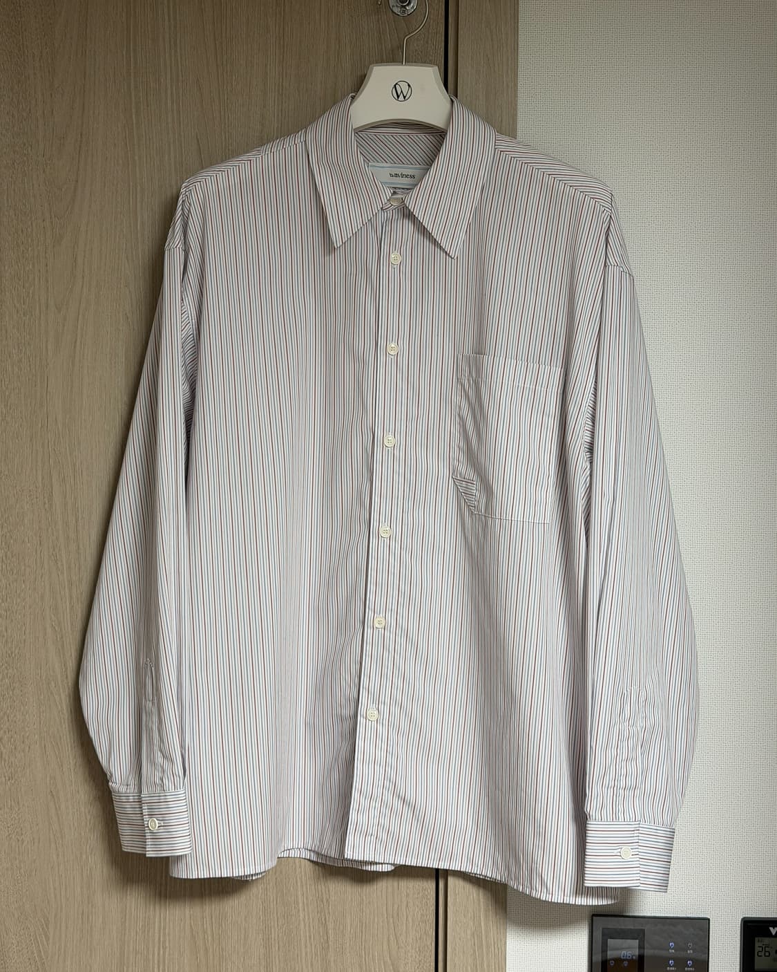 웨이비니스 오리가미 스트라이프 셔츠 딥레드1 상품이미지1