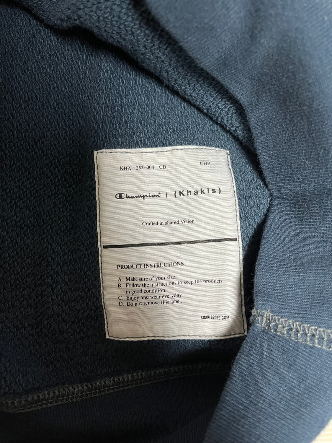 챔피온 X 카키스 클럽 후드 티셔츠 Tint Navy 라지사이즈 상품이미지5