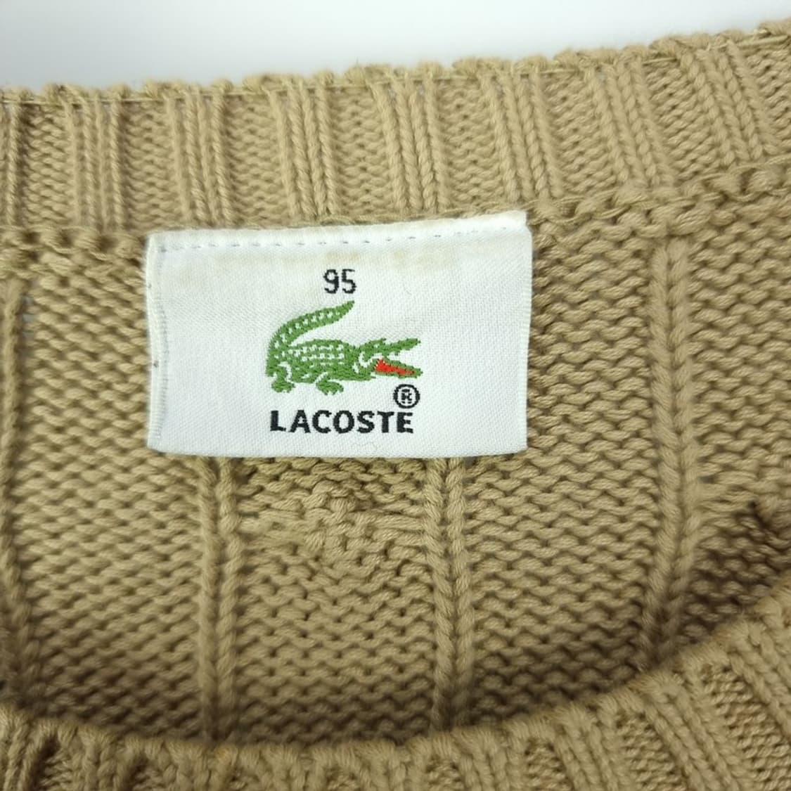 [라코스테] 로고 패치 케이블 꽈배기 니트 베이지 M18555 상품이미지7