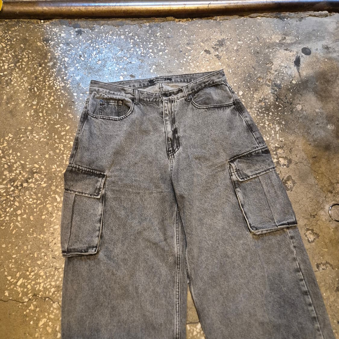 34인치 워싱그레이 와이드 카고데님팬츠  상품이미지6