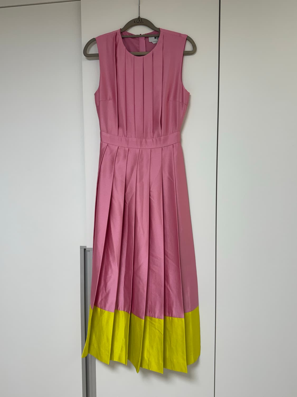 MSGM 핑크 옐로우 배색 원피스 38 상품이미지1