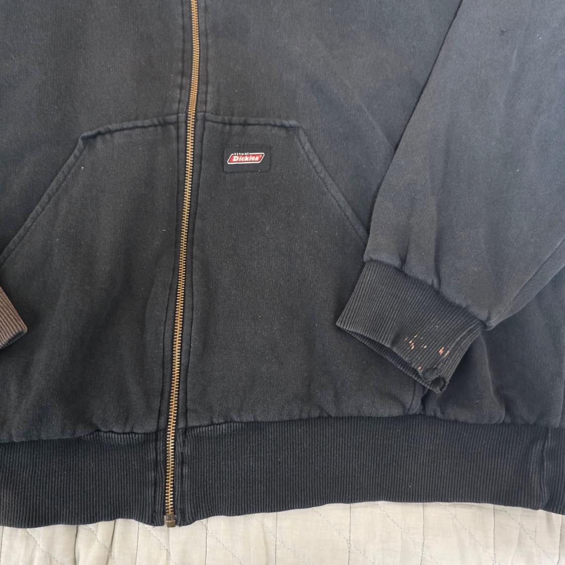 [OS] 빈티지 디키즈 더블페이스 써멀 후드집업 트래쉬드 페이드 블랙 상품이미지2