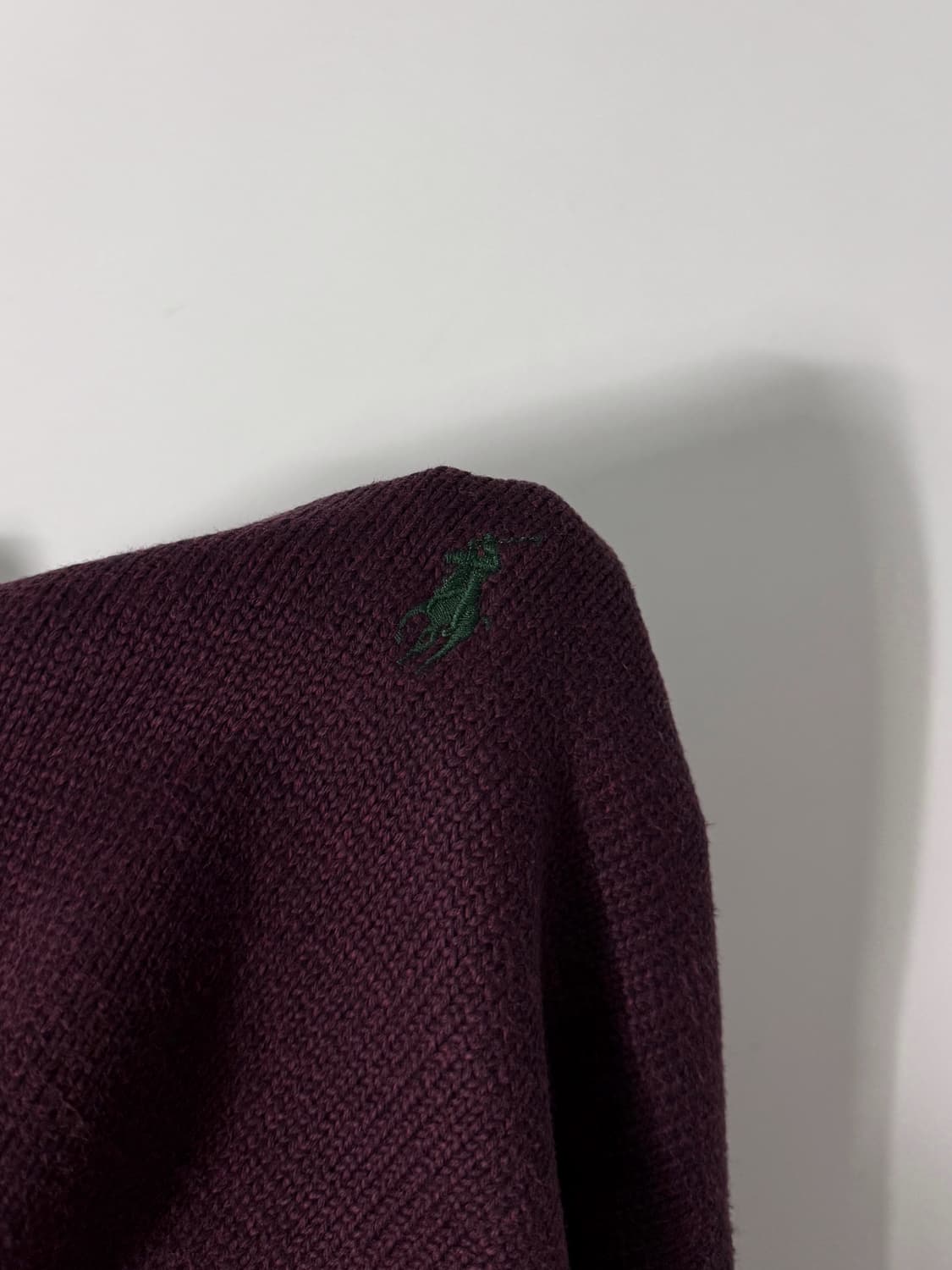 폴로 랄프로렌 오버사이즈 딥버건디 코튼 하프집 니트 상품이미지4