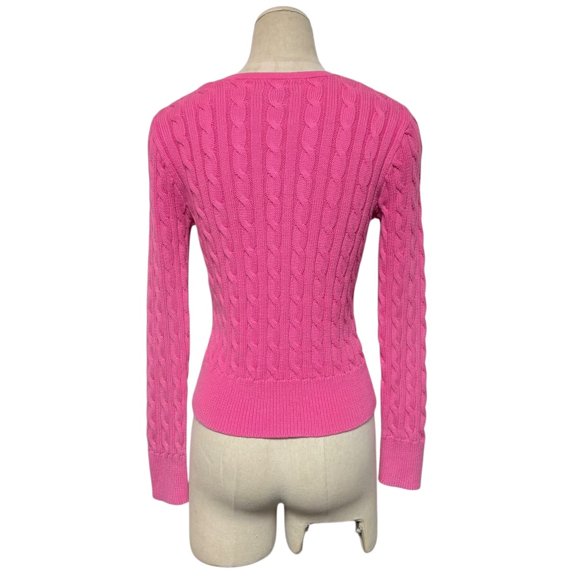 3673 랄프로렌 폴로 핑크 꽈베기 리본 니트가디건 상품이미지3