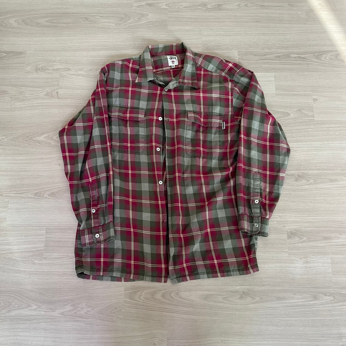 [L] 90s 빈티지 올드 스투시 체크 셔츠 상품이미지1