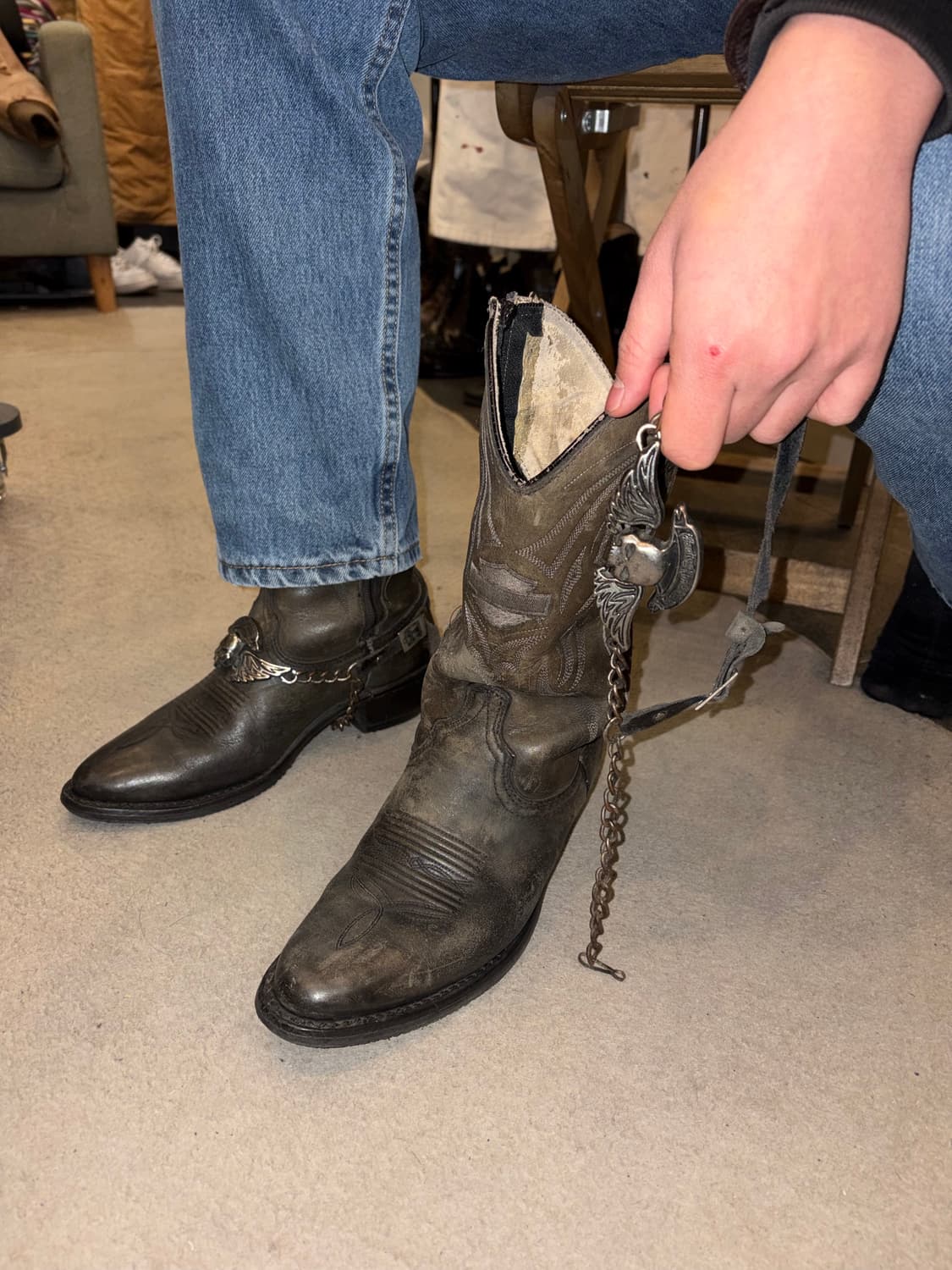 Harley Davidson logo chain western boots 상품이미지1