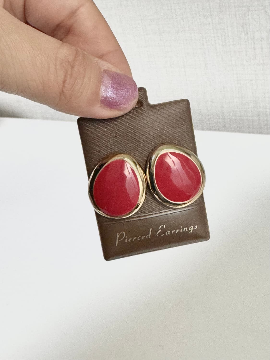 영롱한 레드 에나멜 금장 포인트 귀걸이 (미사용) 상품이미지3
