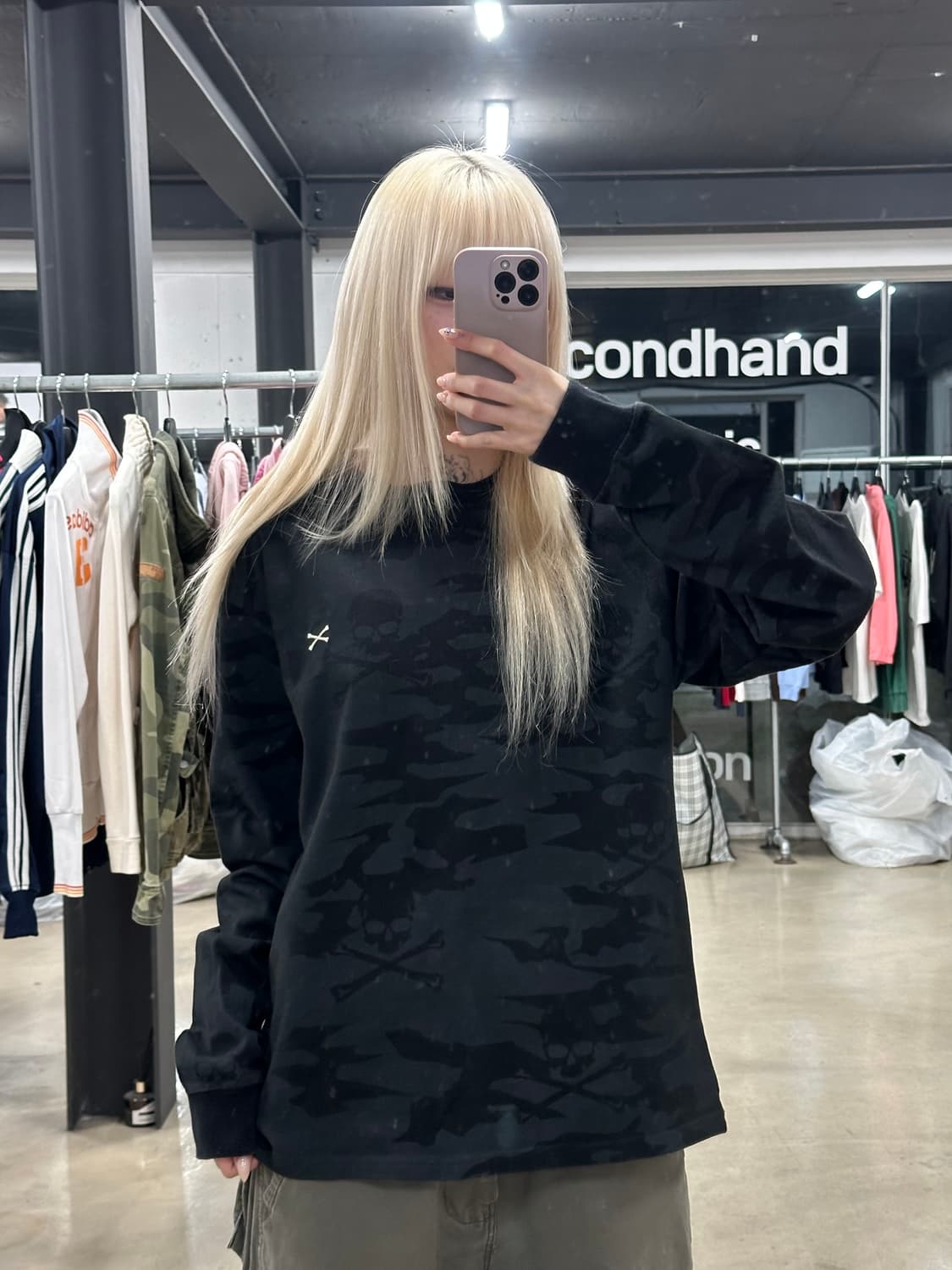 벤슨 스컬 카모 본 자수 긴팔 슬리브 상품이미지1