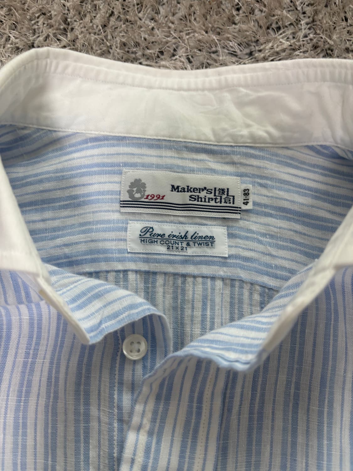 일제 린넨100프로 스트라이프셔츠 사이즈 100-105 상품이미지3