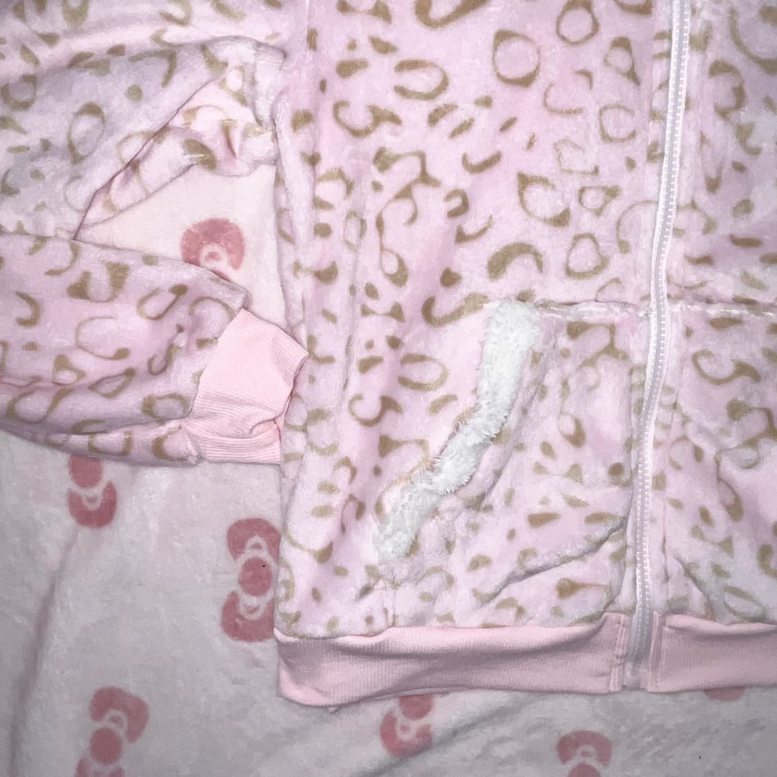 히메갸루 연핑크 레오파드 호피 털 후드집업 상품이미지3