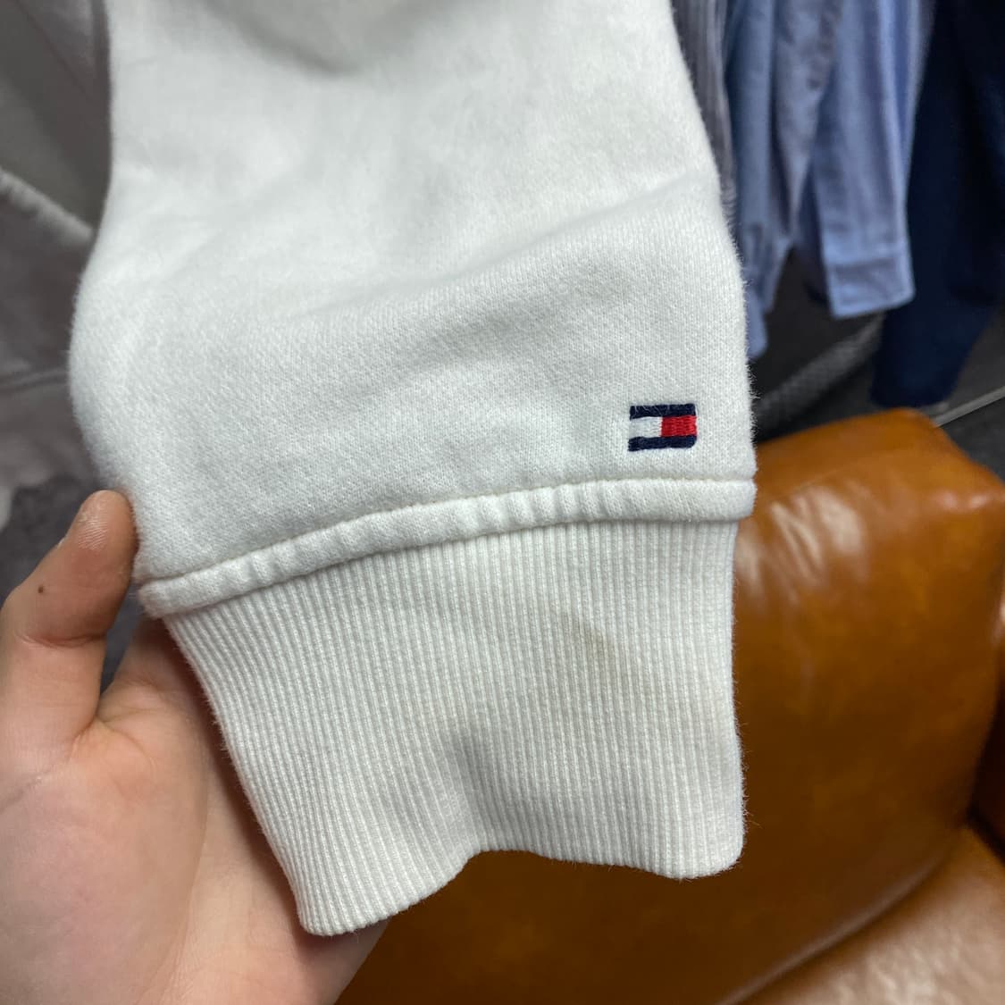 타미힐피거 센터로고 화이트 후드집업B4282 상품이미지4