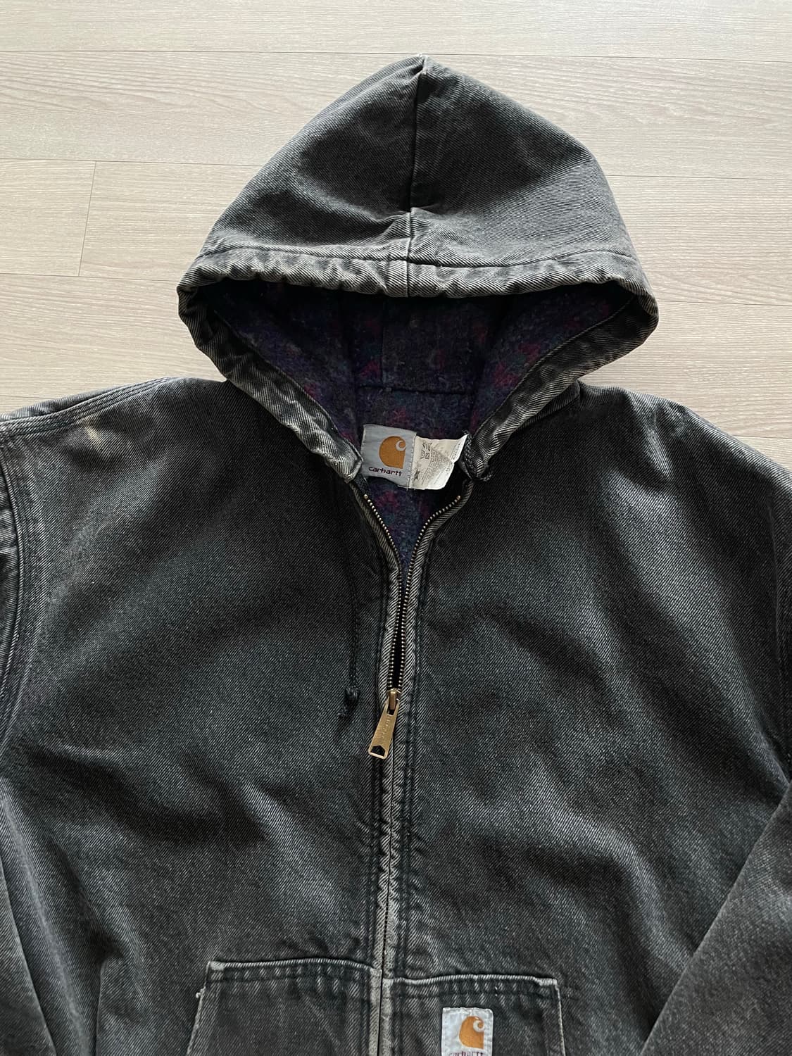 90s 칼하트 블랙 데님 아즈텍 액티브 자켓 j130 상품이미지4