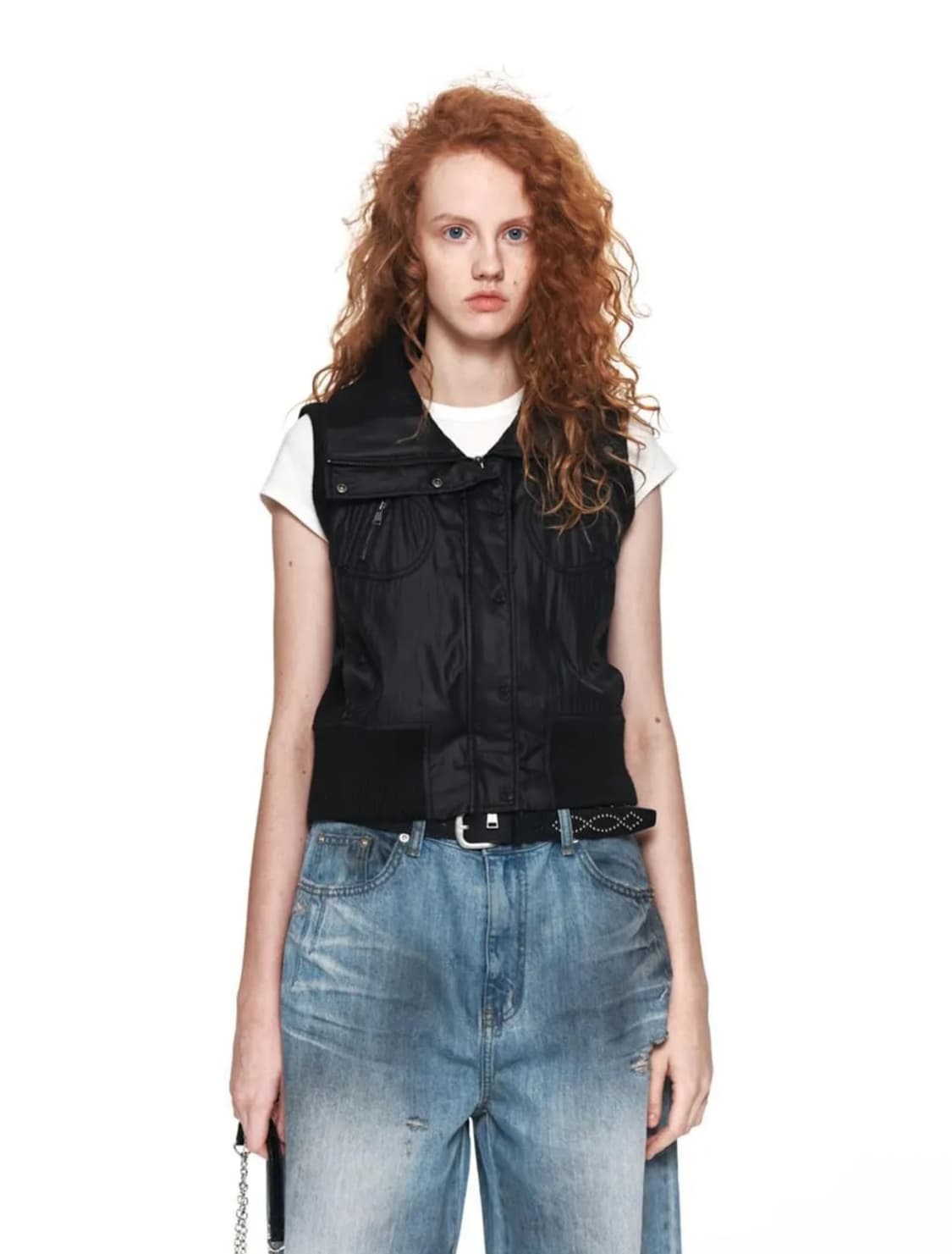 마뗑킴 니트 패딩조끼 니트 포인트 하이넥 조끼 패딩 상품이미지5