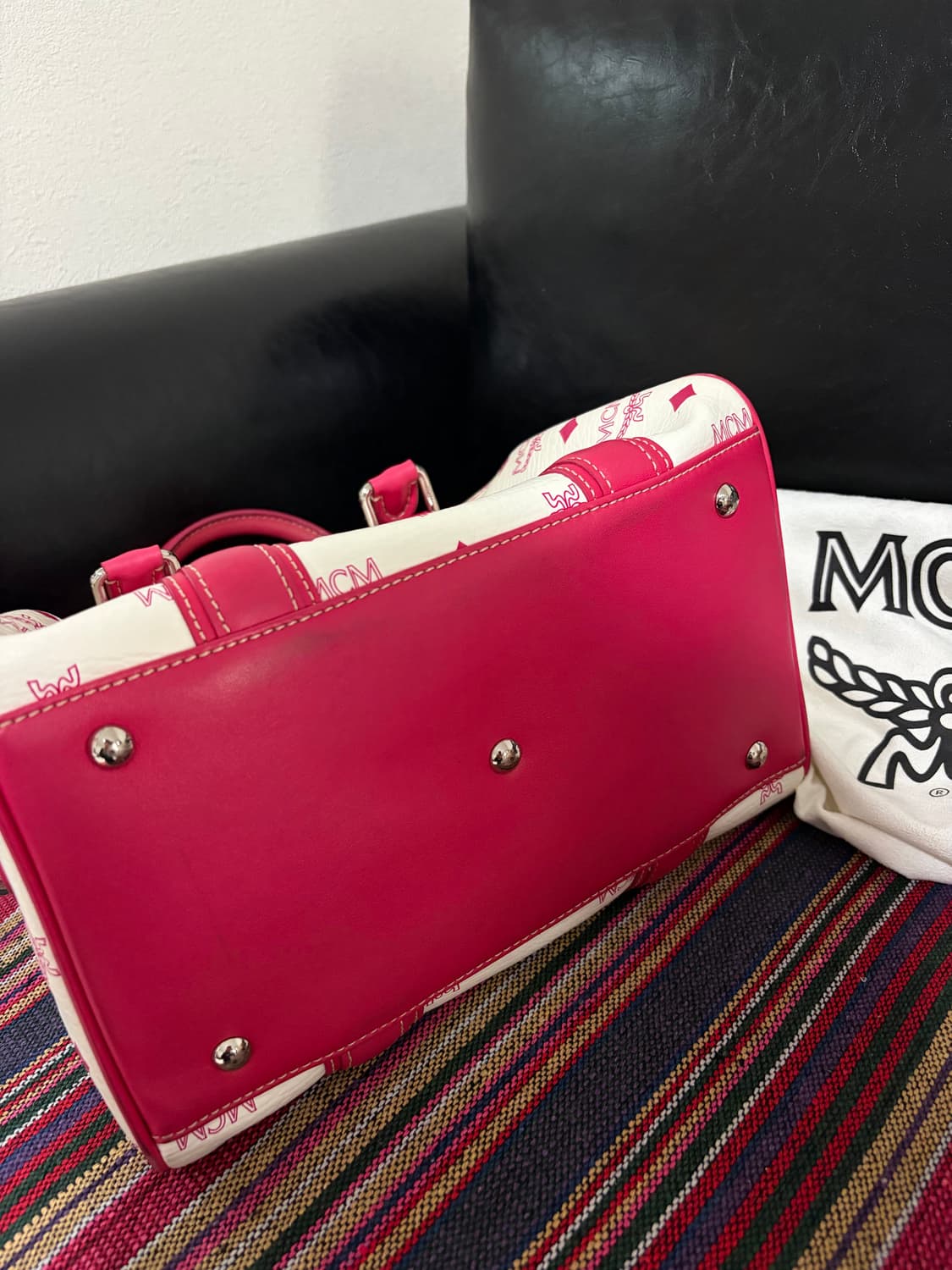 MCM 비세토스 보스턴백 핑크화이트 컬렉션 한정판라인 상품이미지4