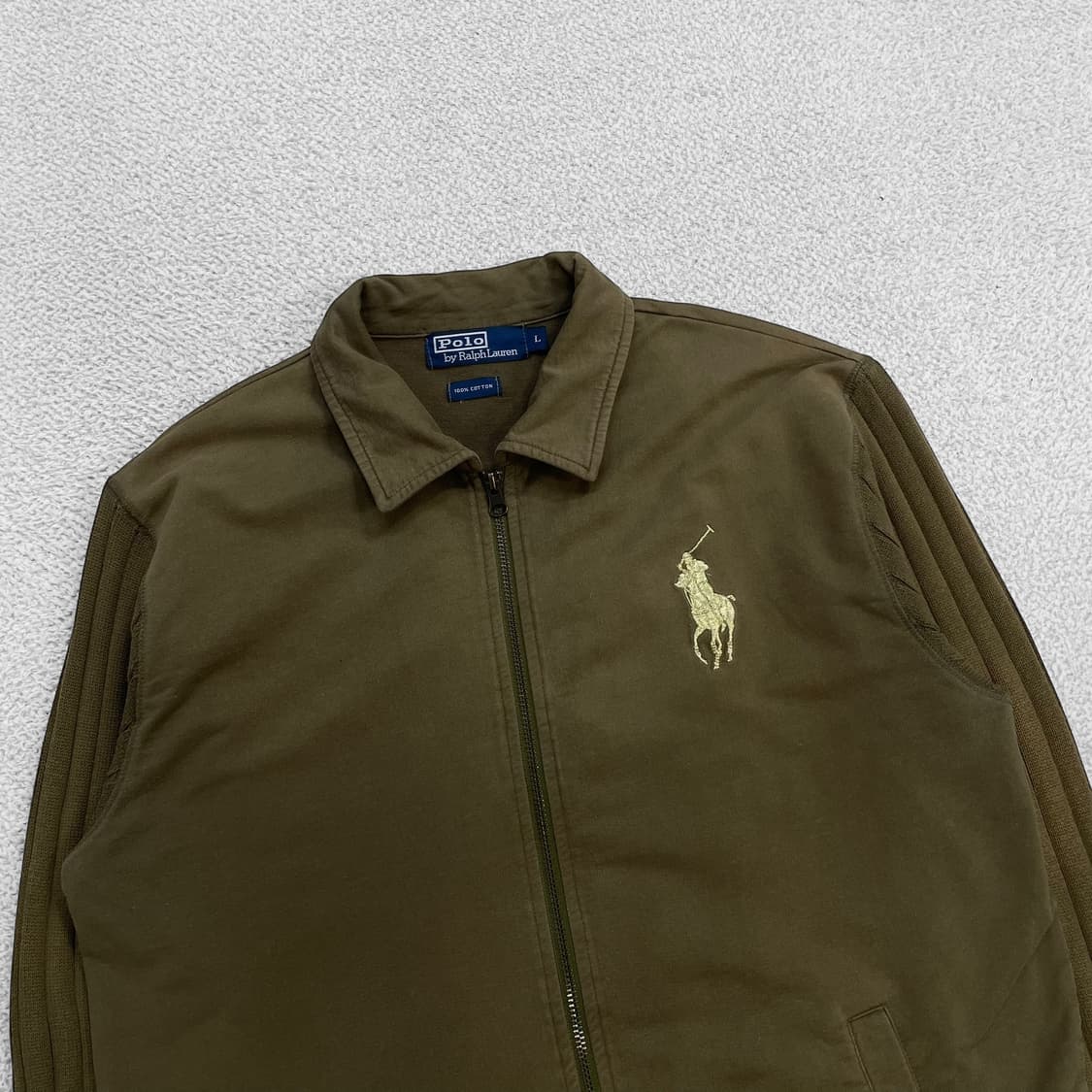 폴로 랄프로렌 빅포니 올리브 그린색 더블 니트 코튼 트윌 자켓 상품이미지2
