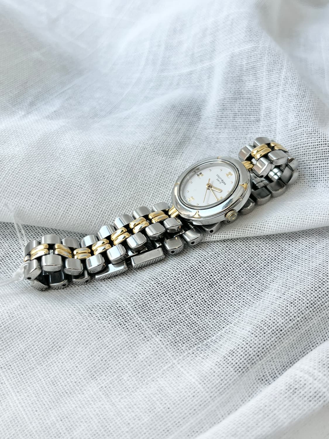 90s Courreges 꾸레쥬 로고아워 콤비 손목시계 상품이미지6