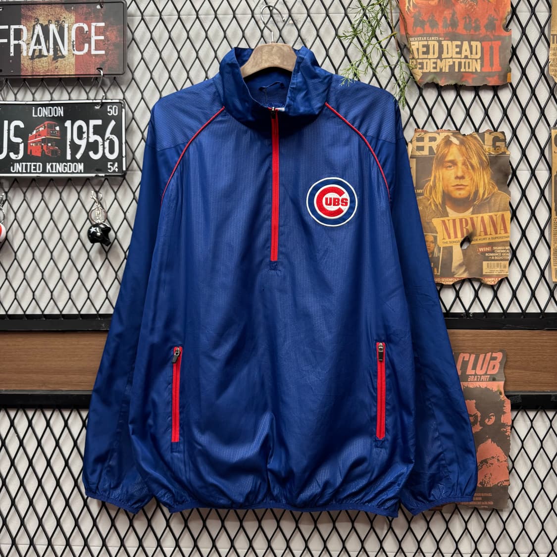 MLB X G-lll 칼뱅크 시카고 컵 바람막이 전면 로고 포인트 블루 상품이미지1