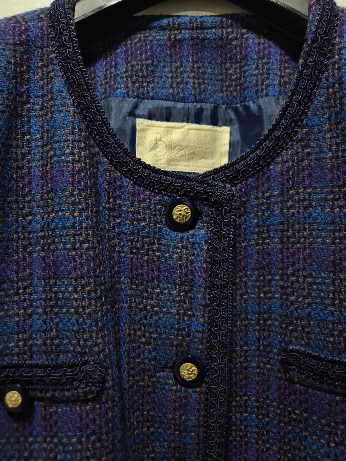 체크 패턴 트위드 빈티지자켓 상품이미지3