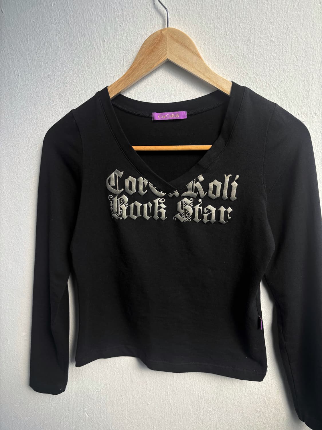 Vintage Black V-neck Long Sleeve 상품이미지5