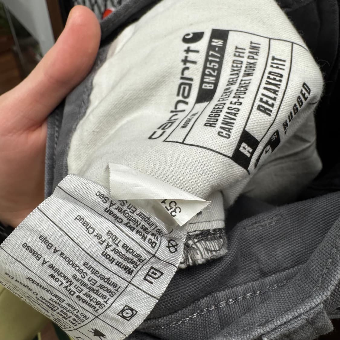 칼하트 릴렉스드 핏 워크 팬츠 후면 포켓 로고 포인트 그레이 상품이미지7