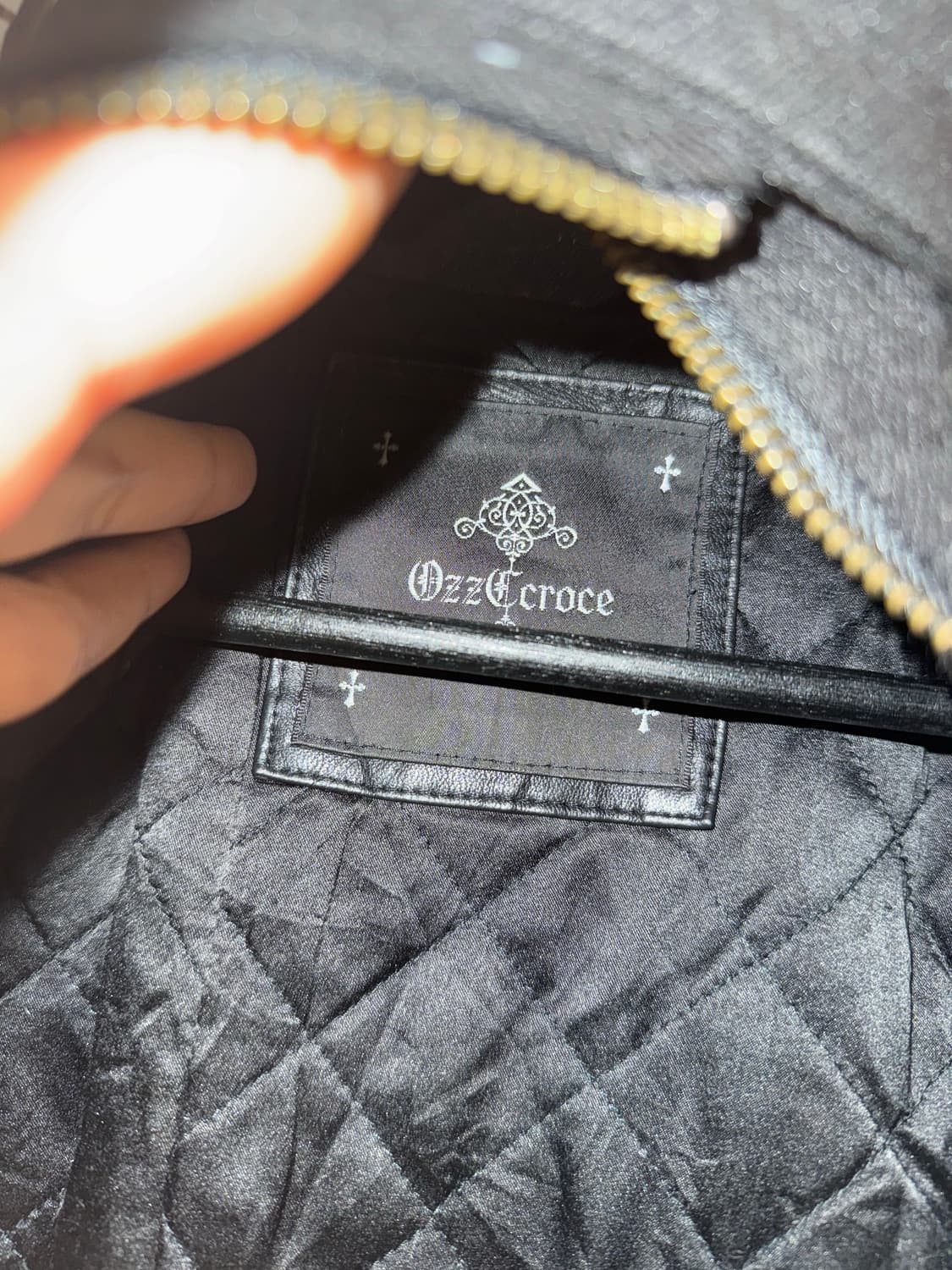 Ozz Croce 벨티드 디테일 레더 포인트 하이넥 자켓 상품이미지10