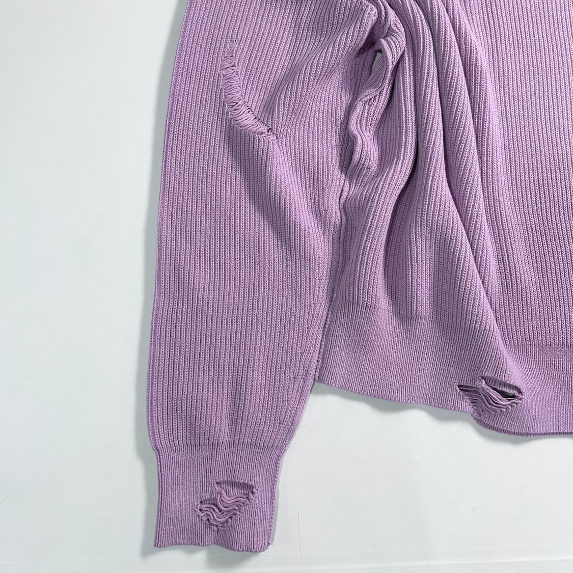 쿠어 연보라 디스트레스드 니트   상품이미지5