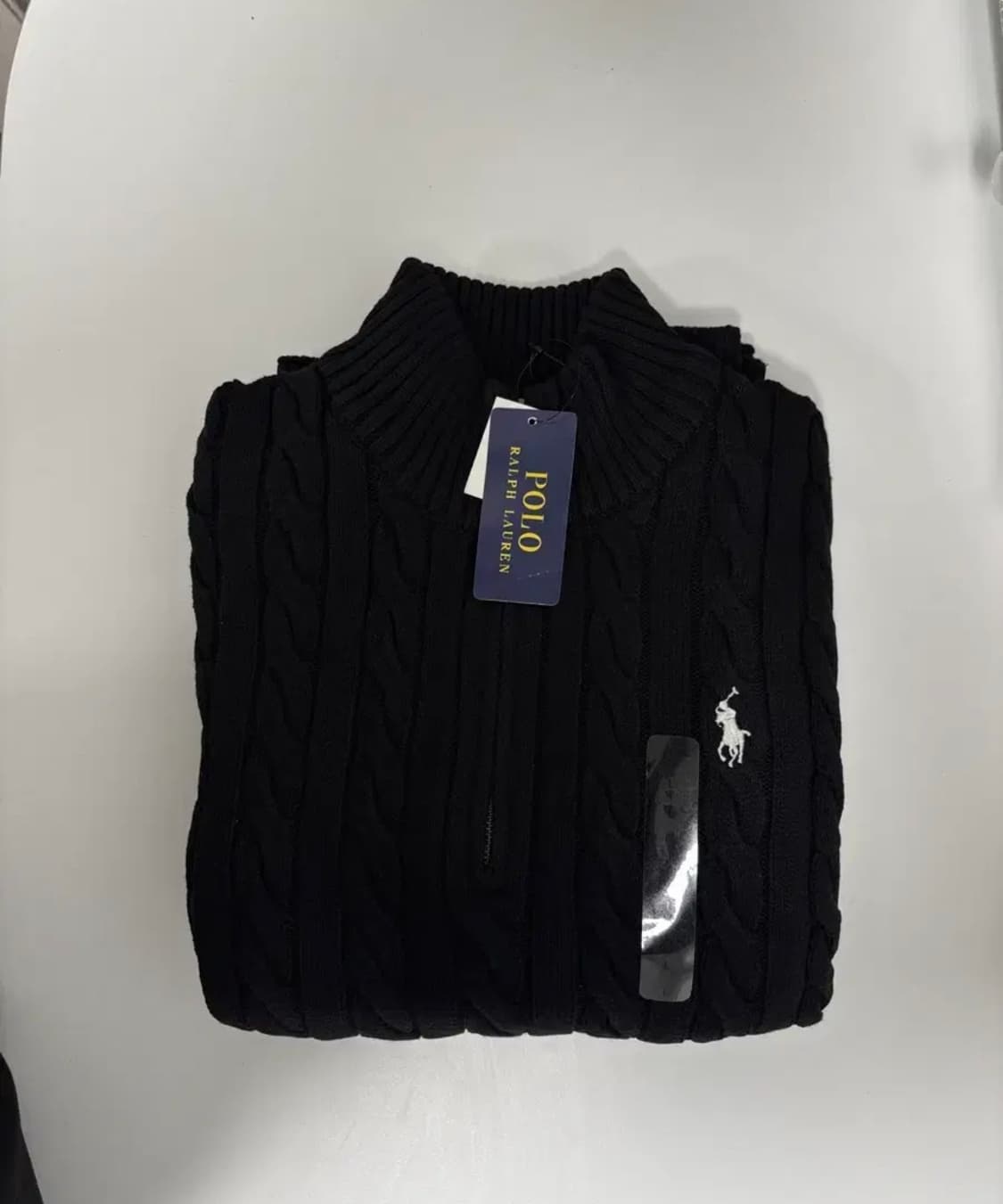 폴로 랄프로렌 블랙 케이블 반집업 니트 L 가격 많이 내려요 상품이미지3