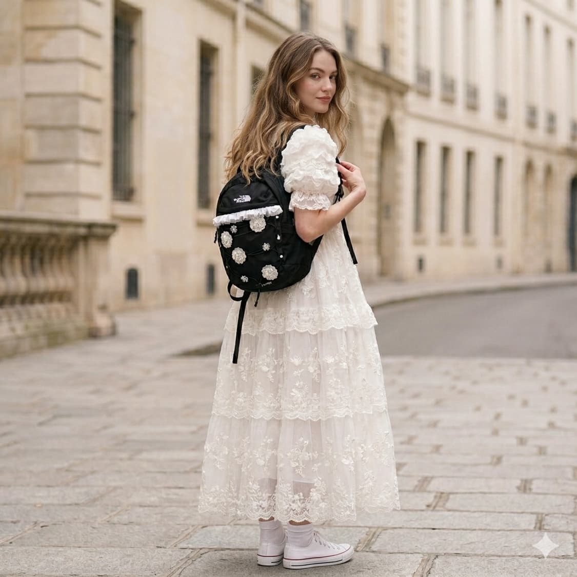 pure white flower frill bagpack 상품이미지3