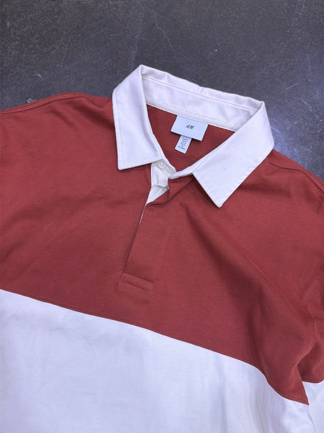 H&M 릴렉스핏 캐쥬얼 배색 럭비 티셔츠 긴팔티 M 상품이미지3