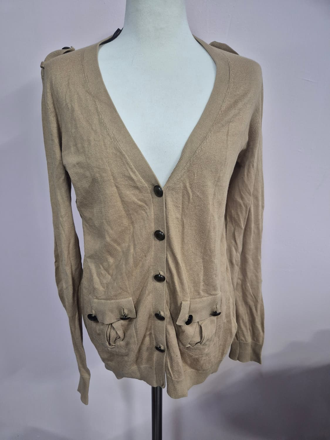 마시모두띠 베이지색 브이넥 니트 가디건 상품이미지1