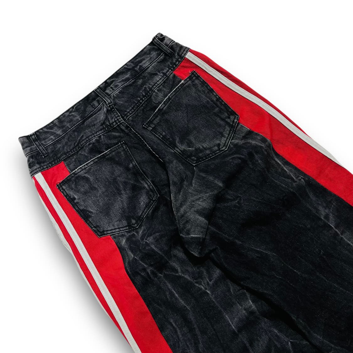 UUL 사이드 레드 트랙 와이드 흑청 데님팬츠 상품이미지7