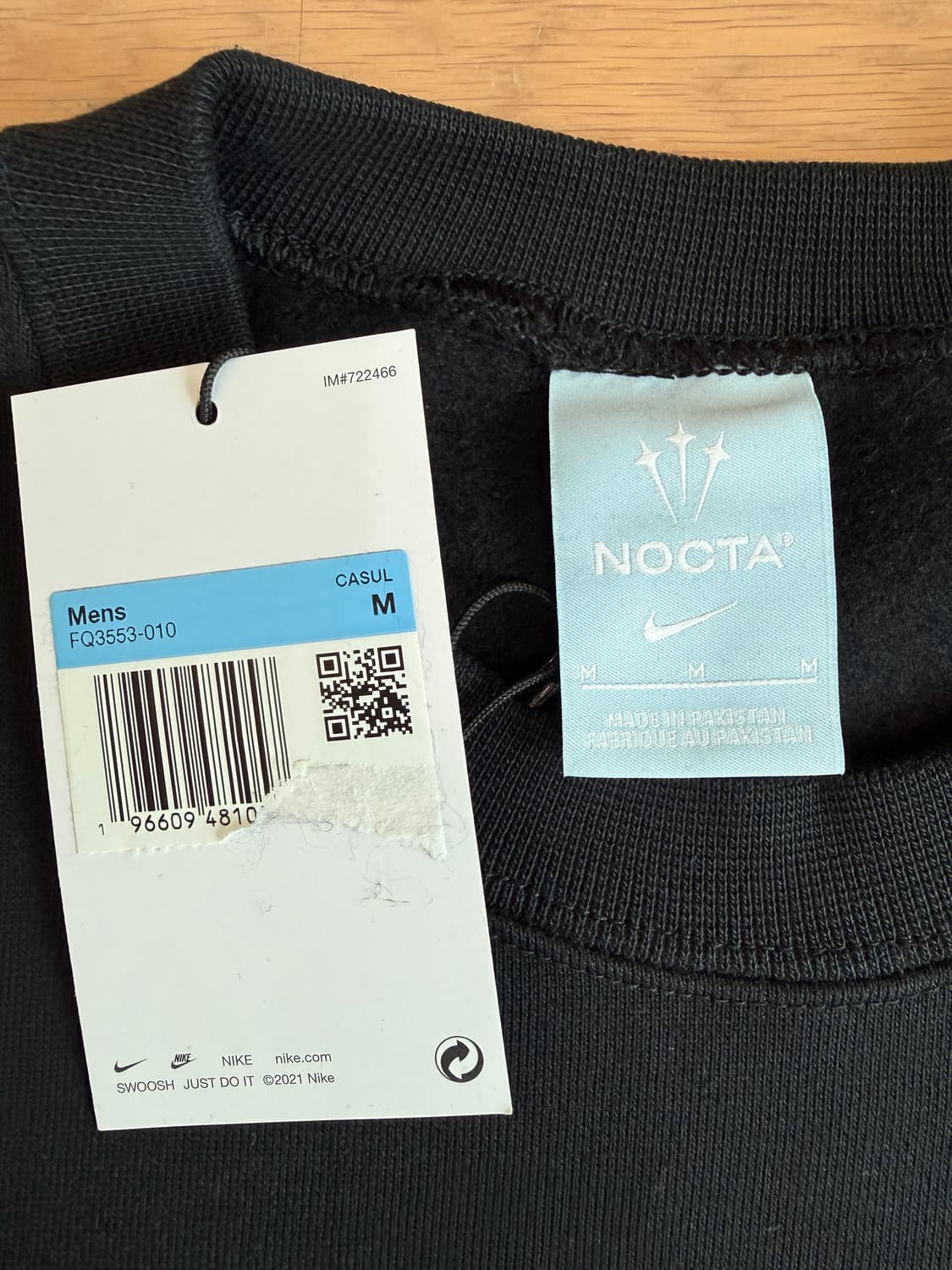[M] 나이키 nocta 녹타 무지 블랭크 크루넥 맨투맨 스웻셔츠 블랙 상품이미지3