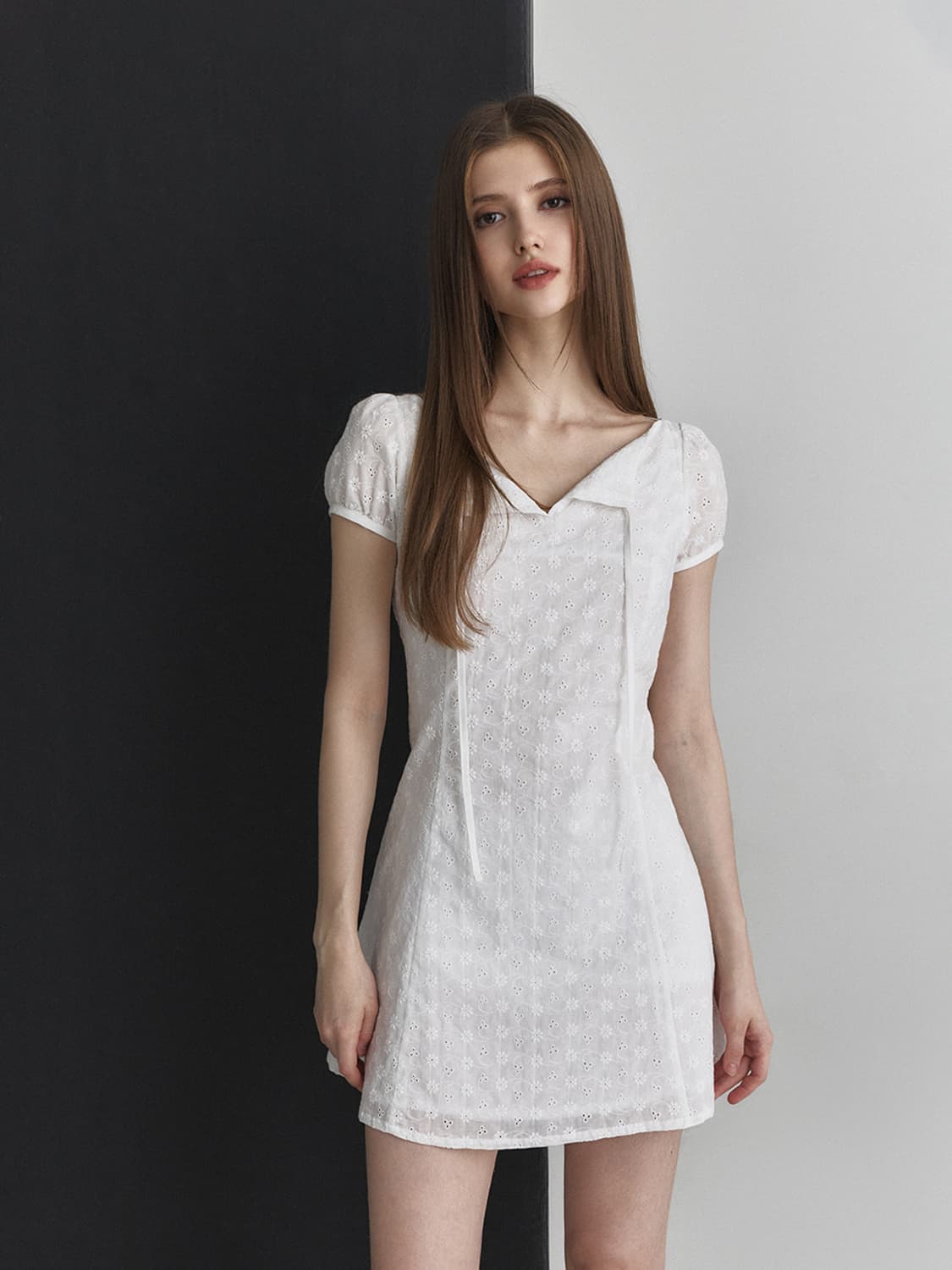 낫유어로즈 Ribbon flare dress ivory 상품이미지2