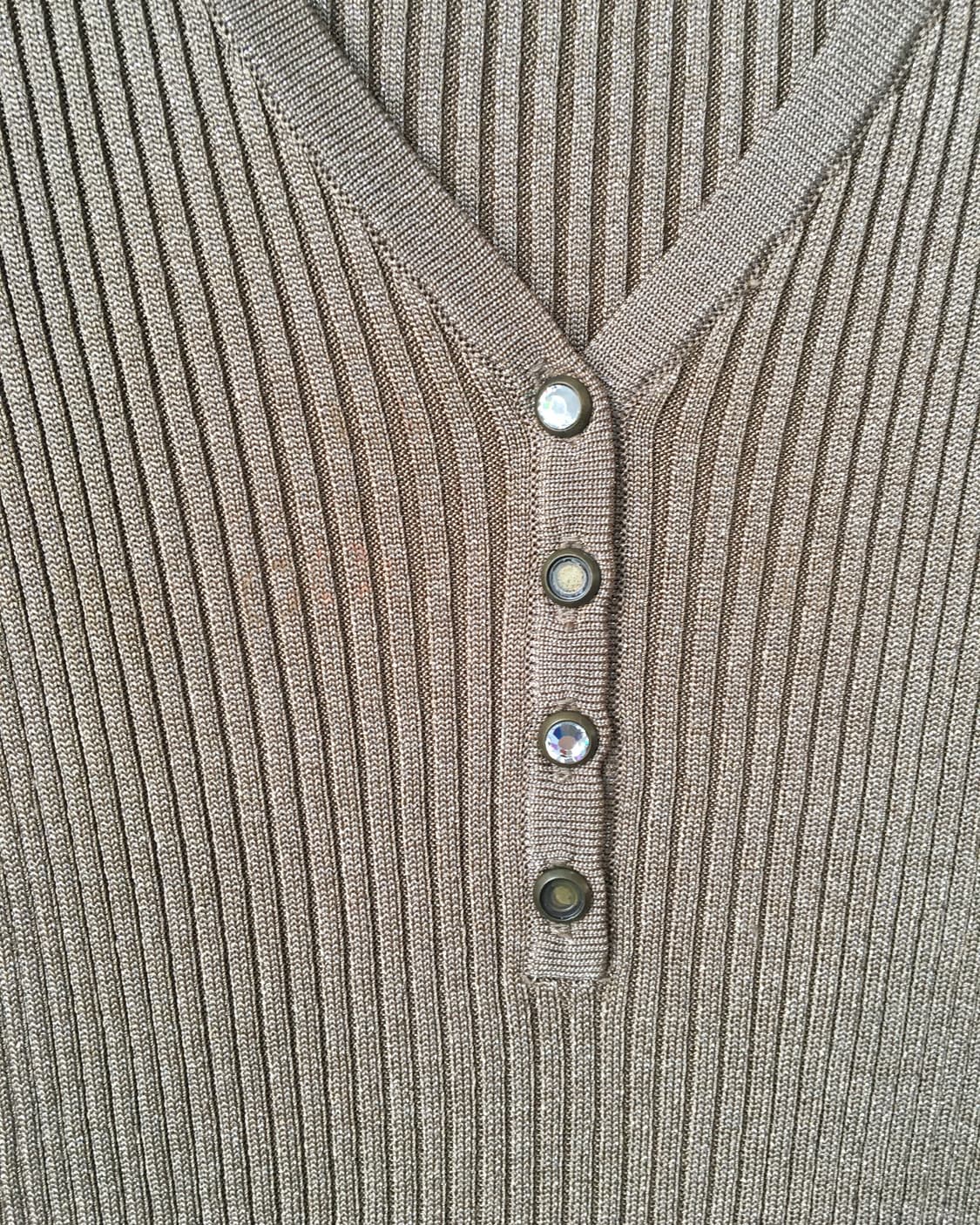 Glitter Henry neck ribbed top 상품이미지5