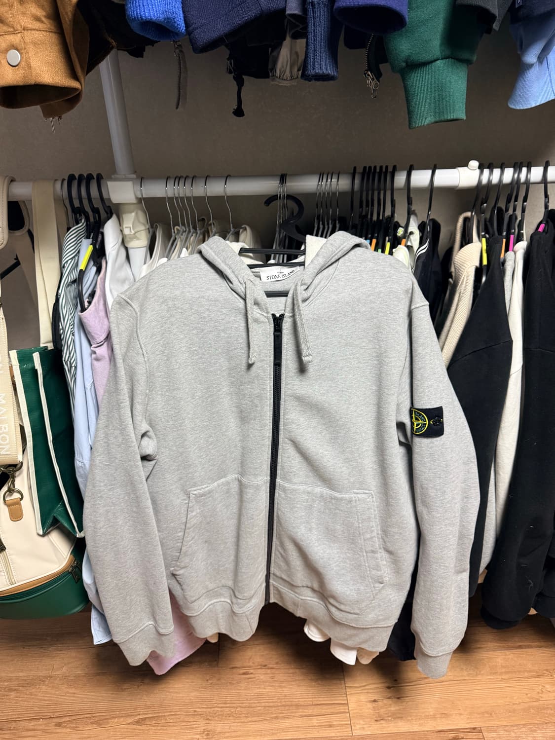 스톤아일랜드 후드집업 멜란지 그레이 XL 상품이미지1