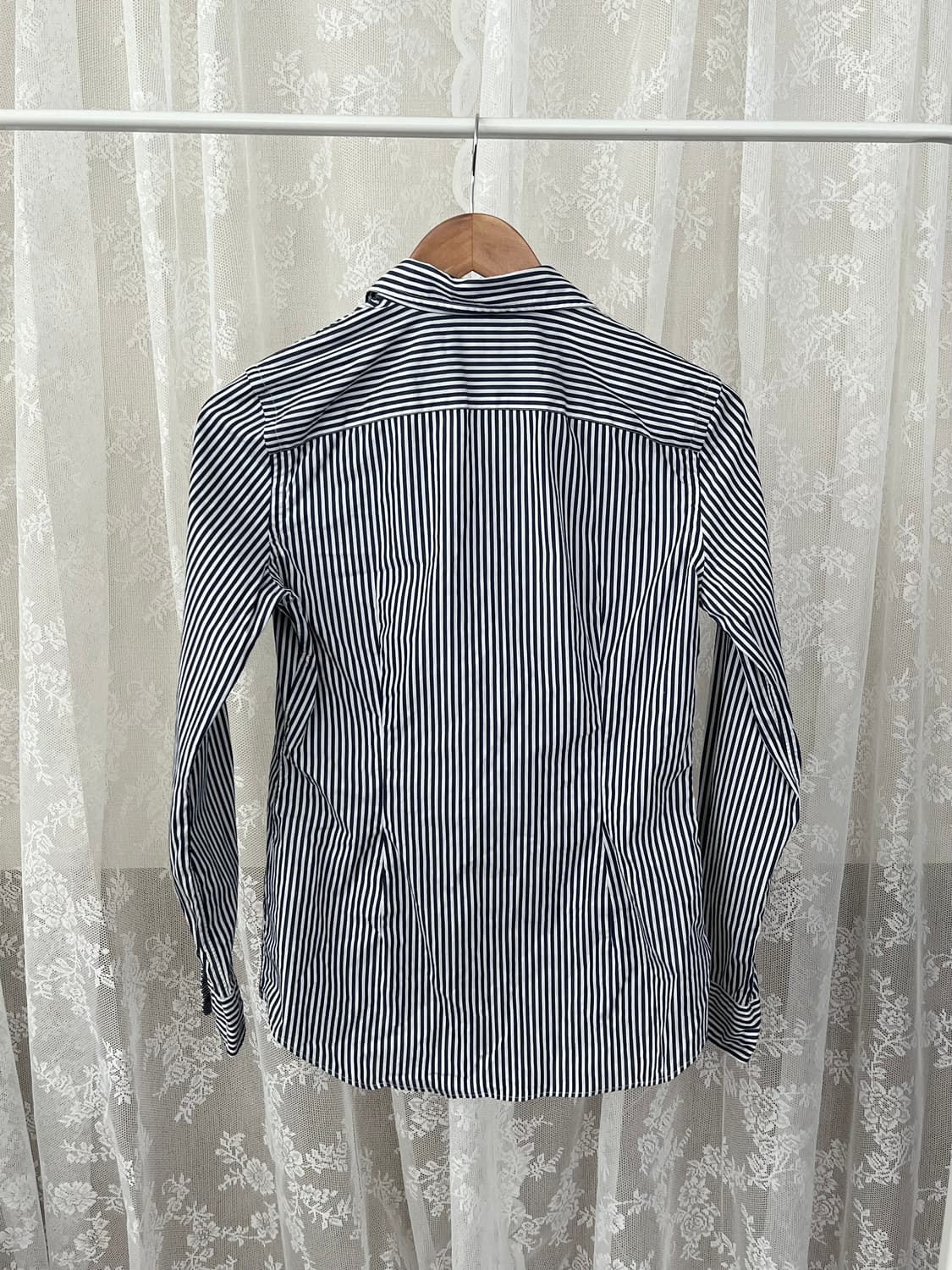 M) 폴로 랄프로렌 여성 슬림핏 스트라이프 셔츠 네이비 상품이미지2