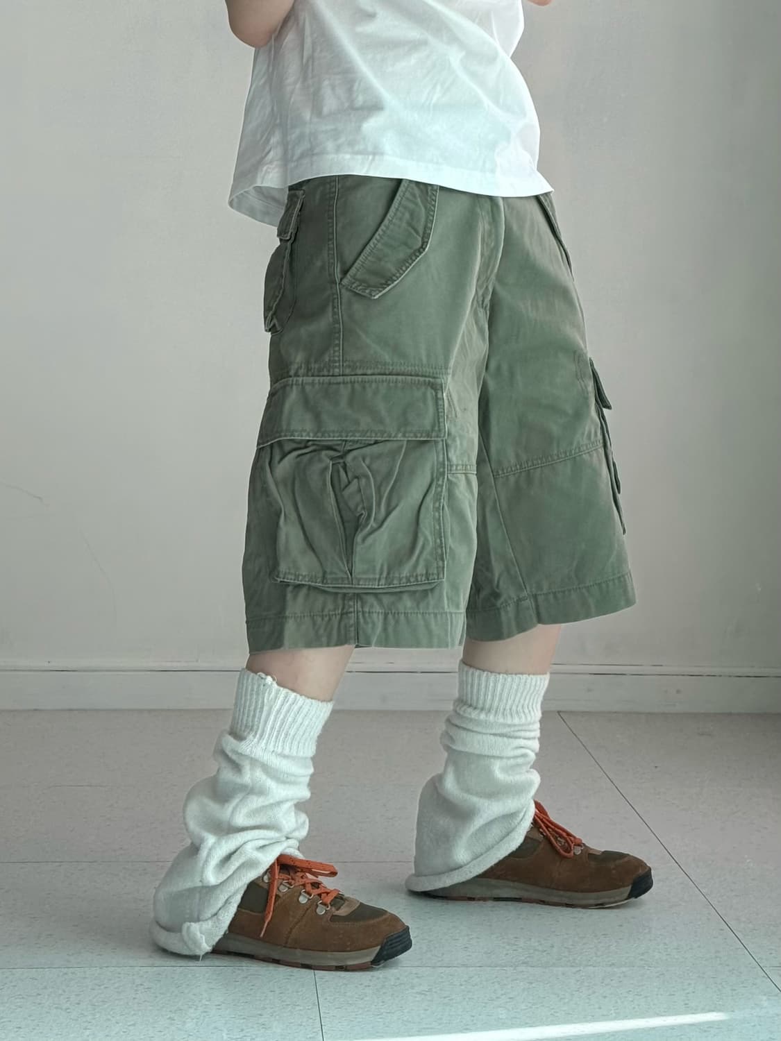 빈티지 카키 버뮤다 팬츠 상품이미지2