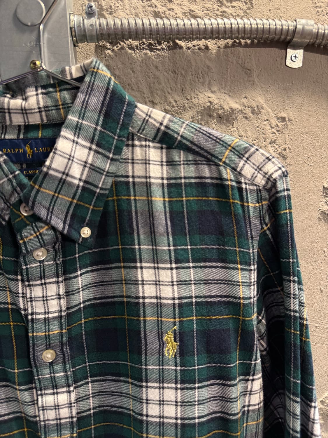 폴로 랄프로렌 그린 체크 코튼 셔츠 여성 L 상품이미지3