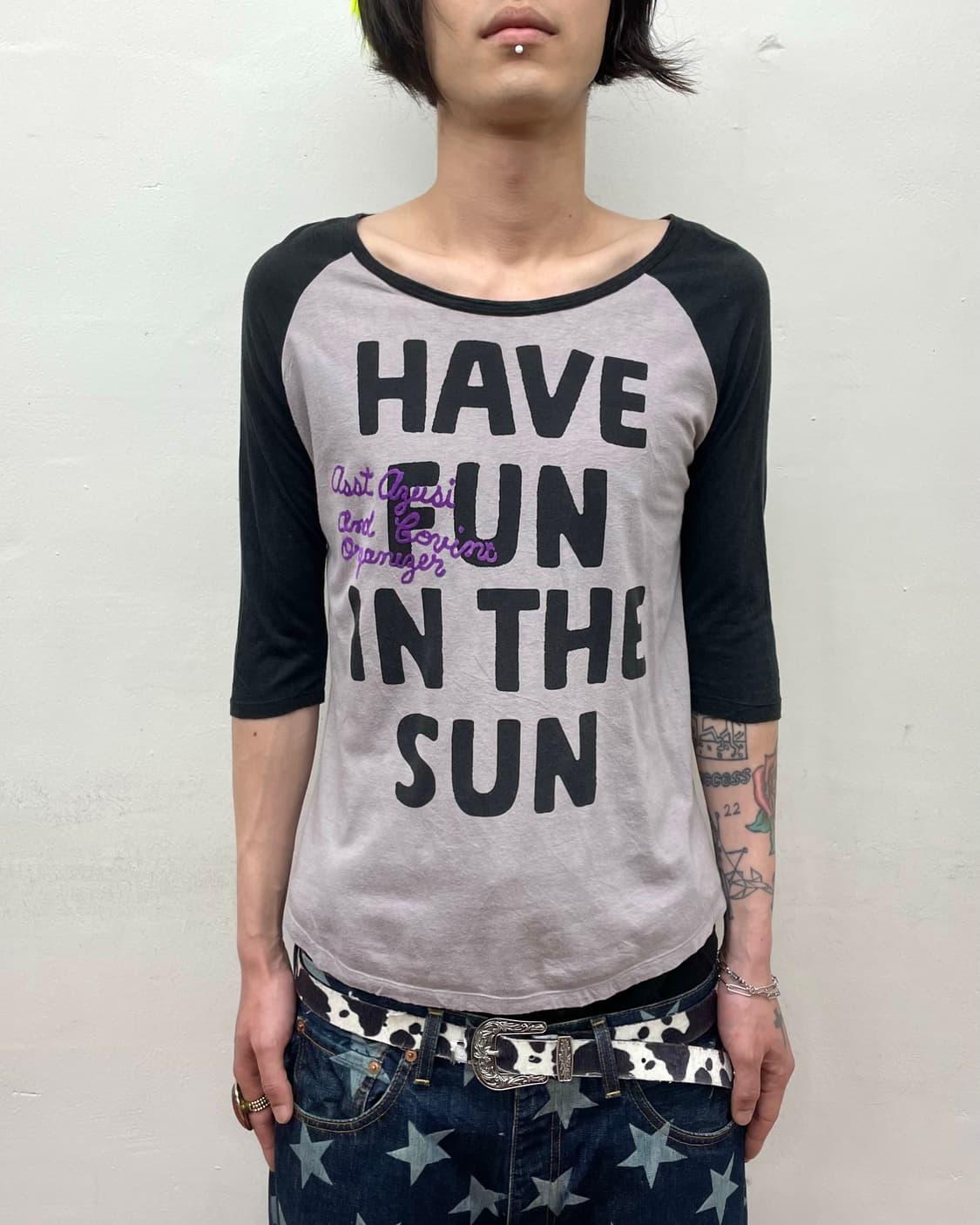 HAVE FUN Purple Lettering Raglan Sleeves 상품이미지1