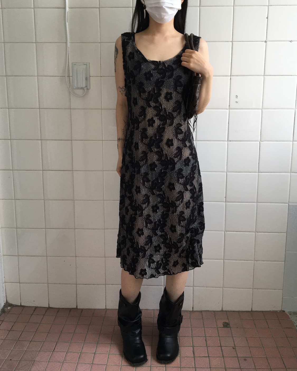 Pattern point sleeveelsss onepiece 상품이미지6