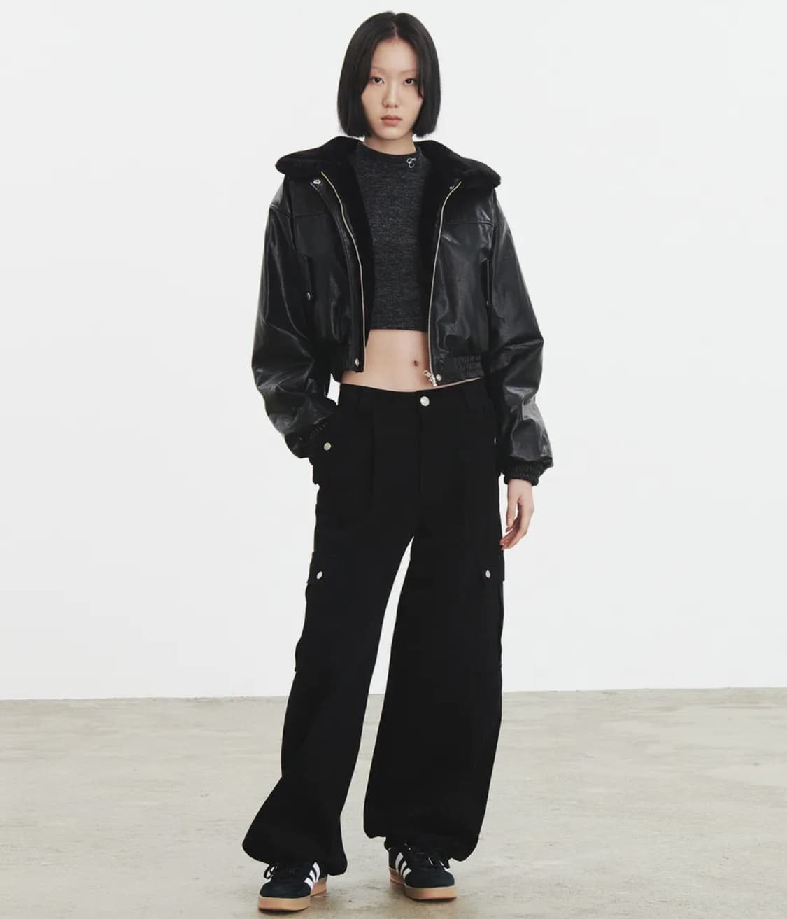 큐리티 리버시블 퍼 레더자켓(블핑 지수 착용) 상품이미지2