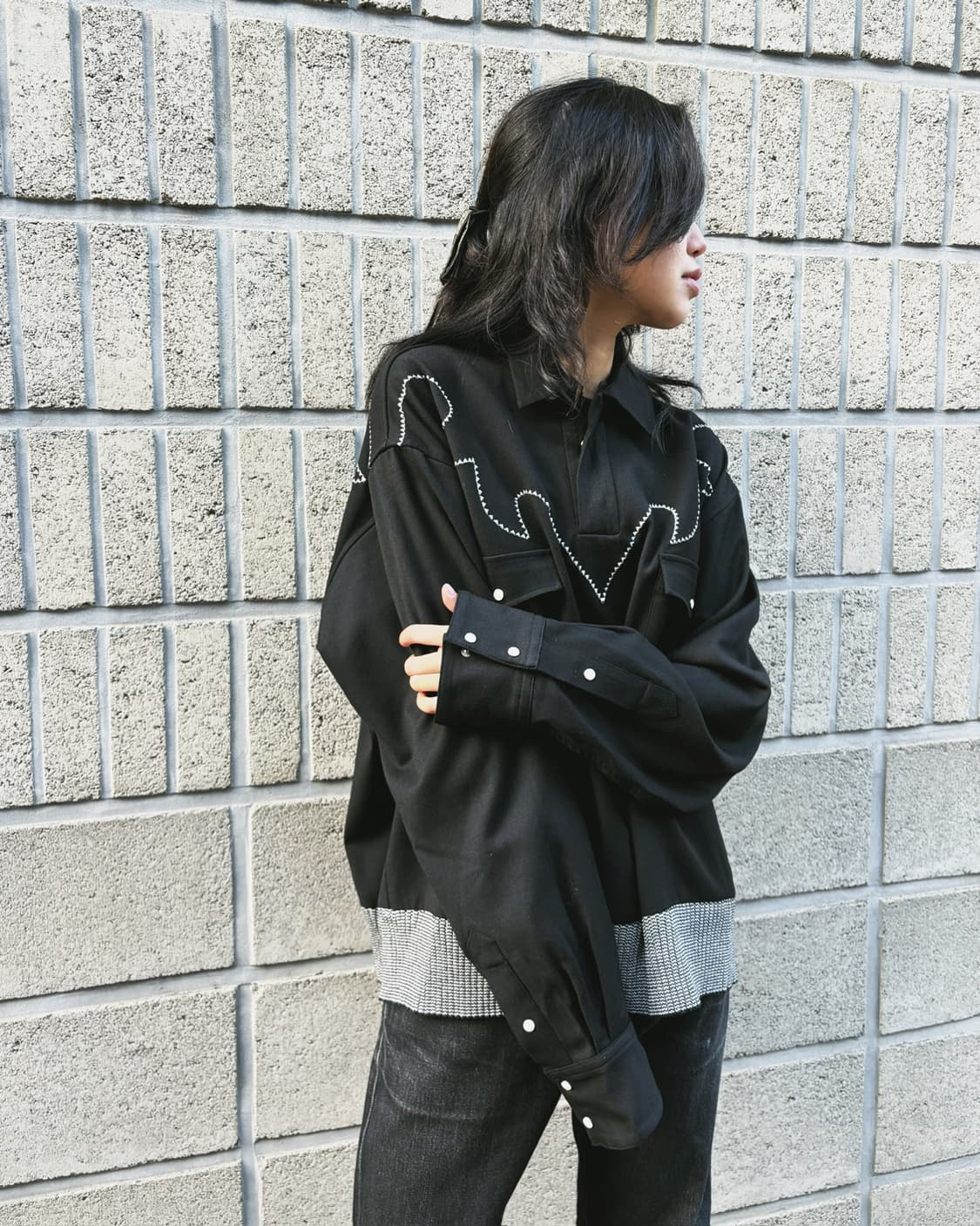 시스콰치패브릭스 니트도킹 풀오버 셔츠 상품이미지1