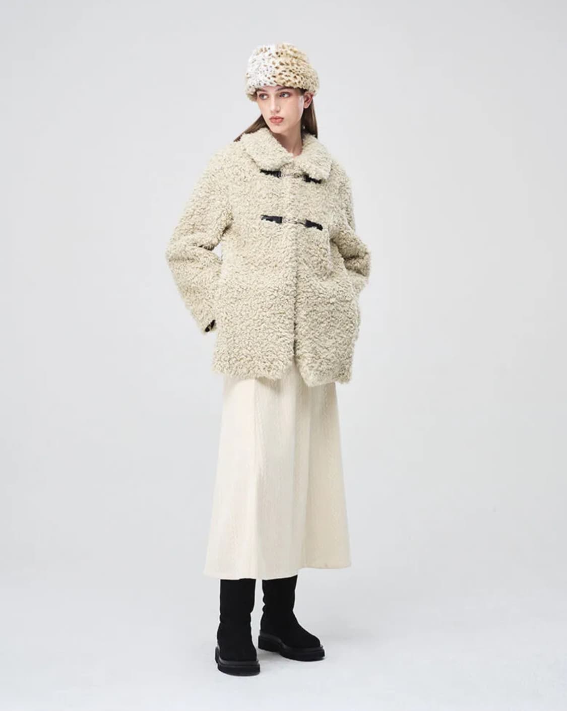 에트몽 부클 퍼 하프 코트 베이지 상품이미지2