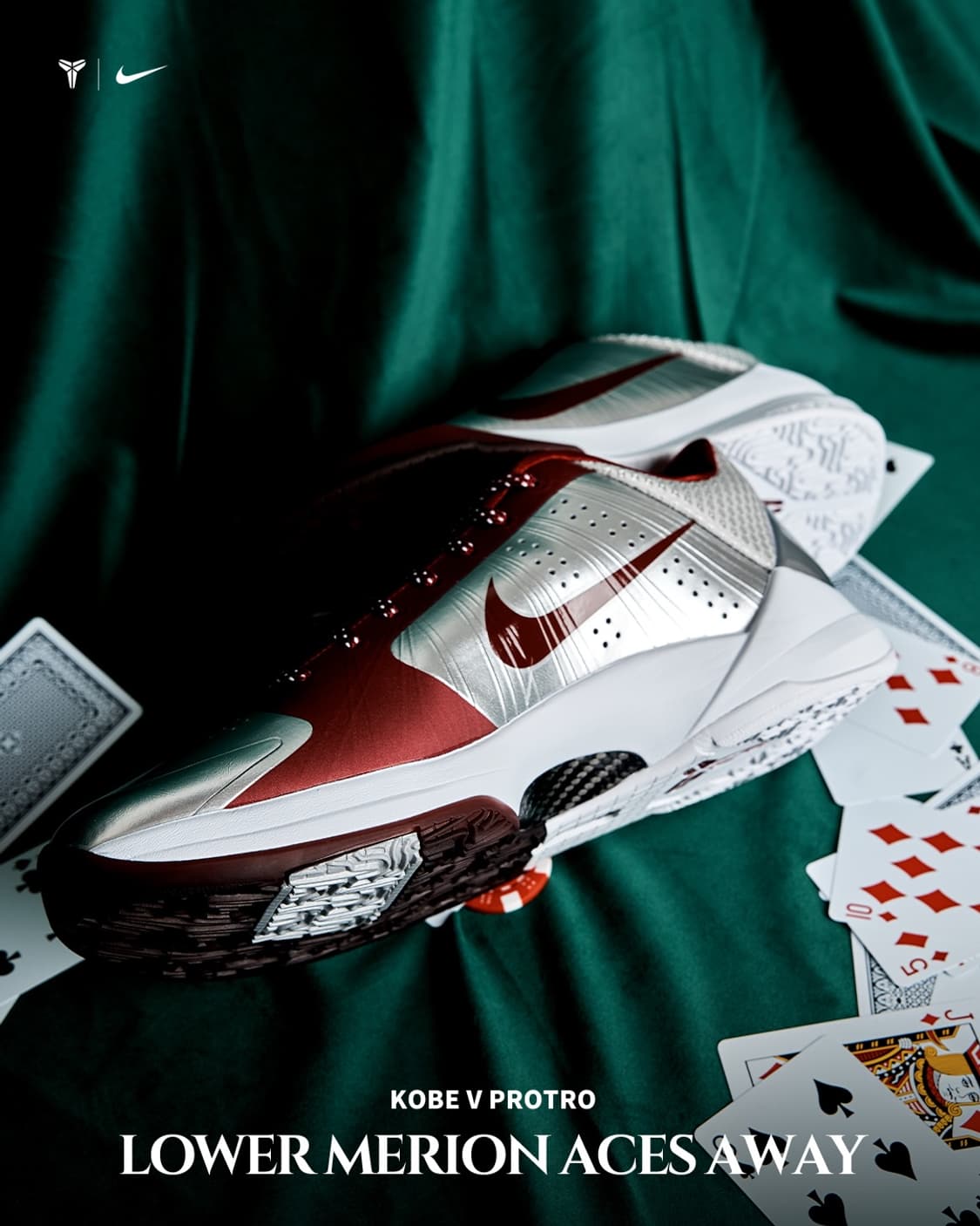 [320]나이키 코비5 로우어 메리온 에이스 어웨이 메탈릭 실버 팀 레드 상품이미지4