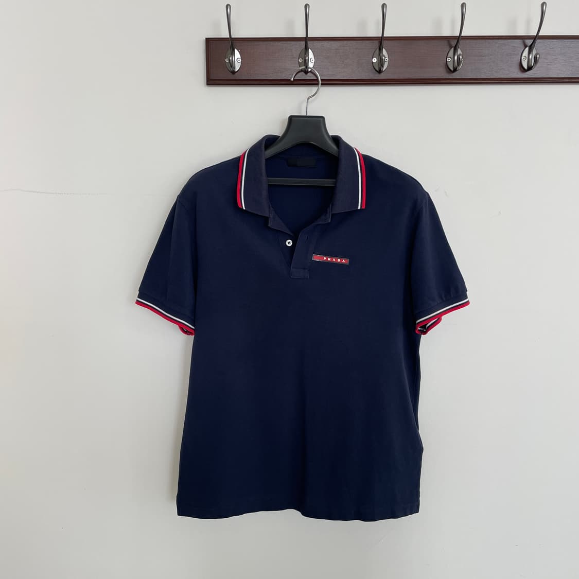 프라다 공용L 리네아로사 네이비 PK 피케 반팔 티셔츠 상품이미지1